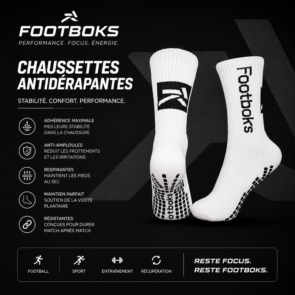 Chaussettes de grip antidérapantes Footboks, paire complète