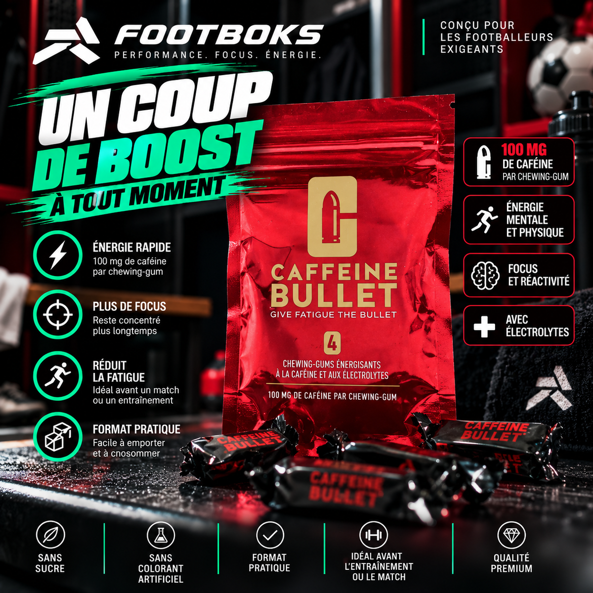 Boost cafeine FOOTBOKS pour sportif