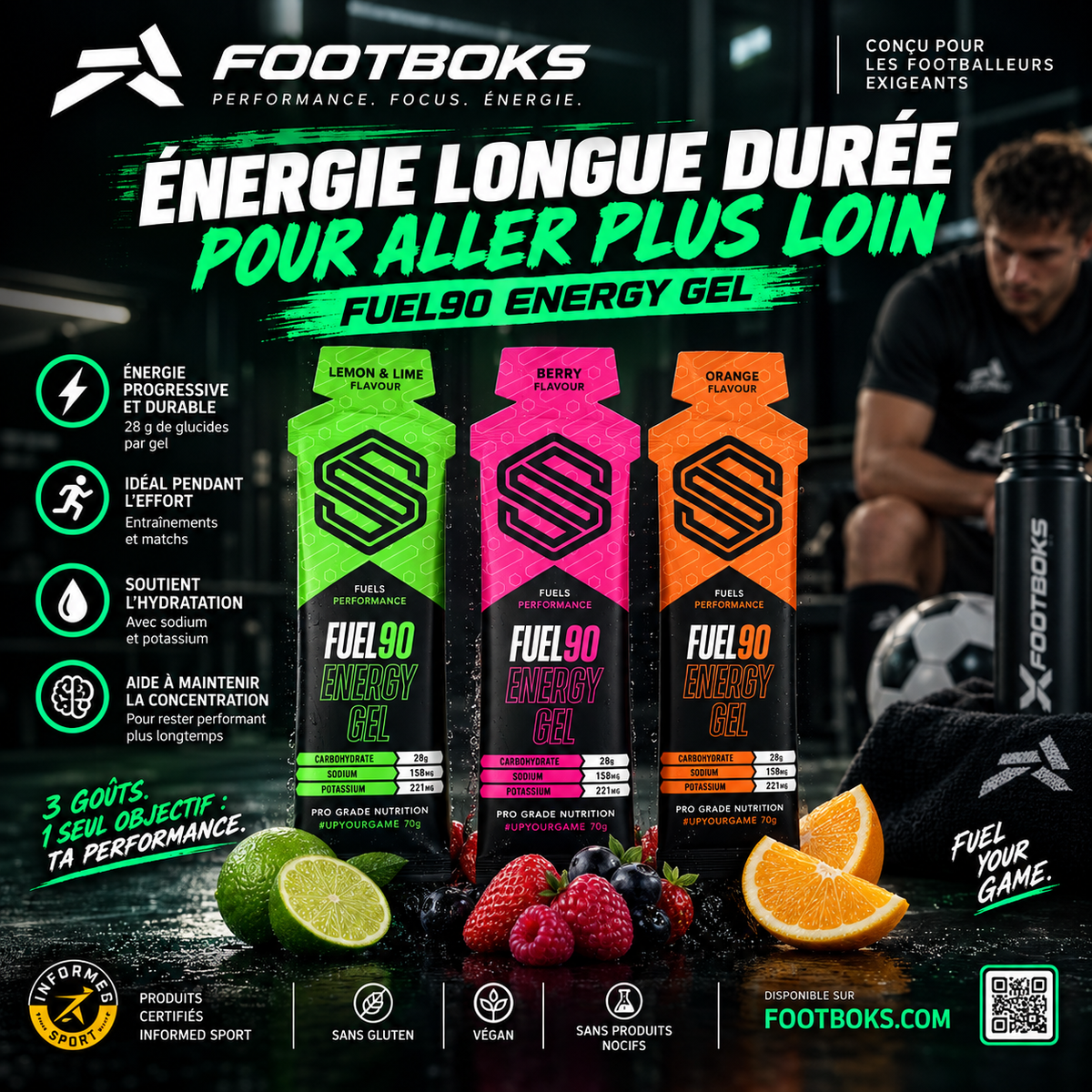 Gels FUEL90 football glucides