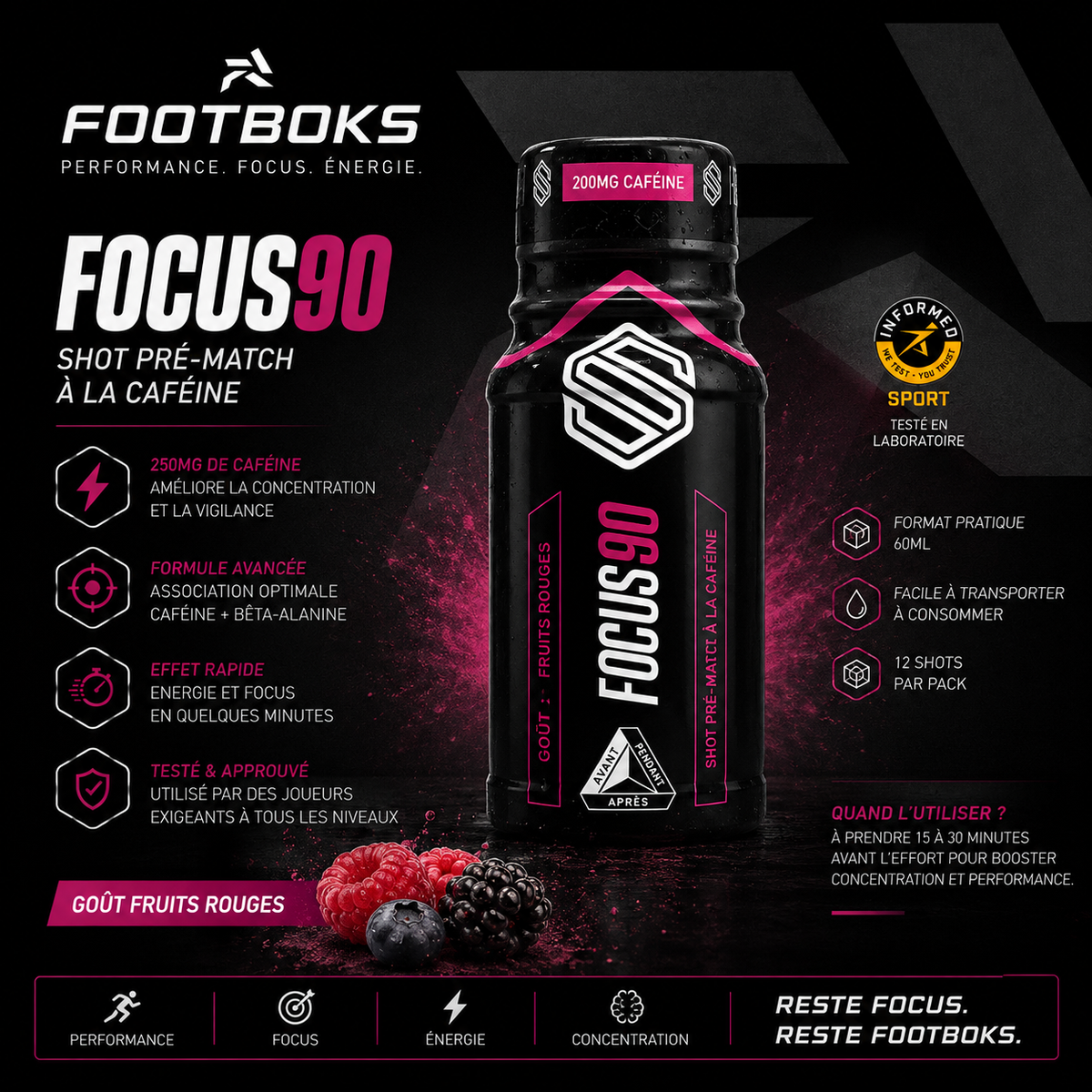 Shot focus 250mg caffeine soccersupplement