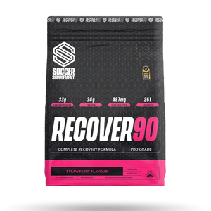 Boisson de récupération Recover90 pour footballeurs, saveur fraise